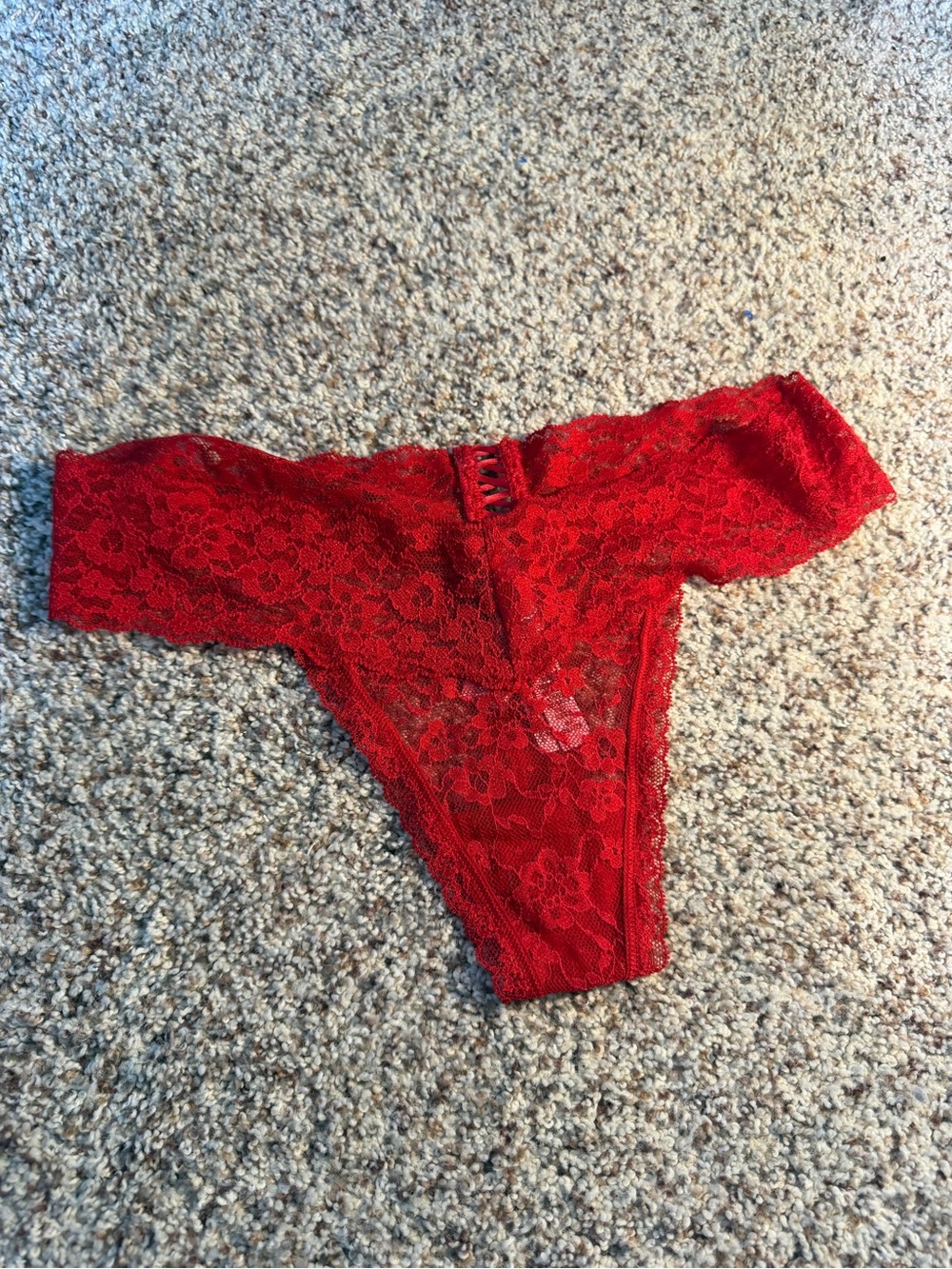 Victorias Secret Red Lace thong- size Med NWT
